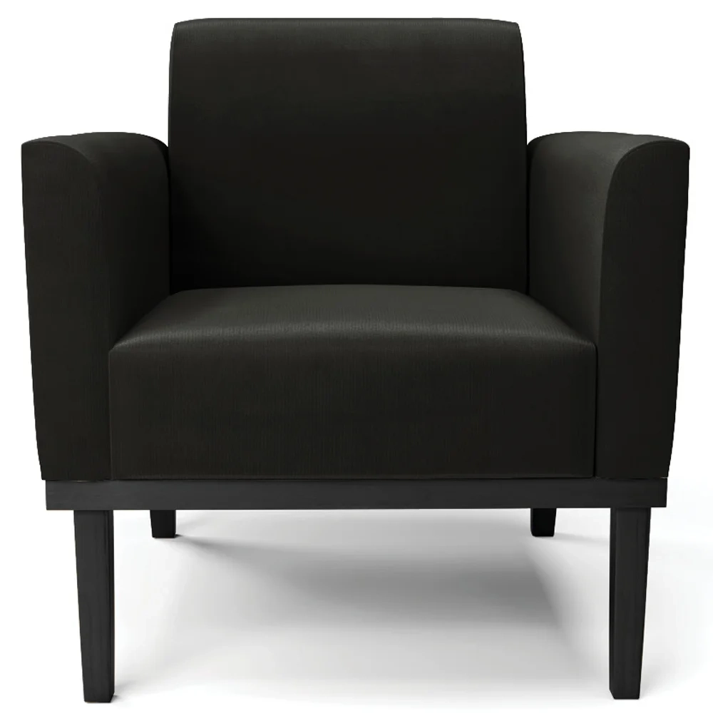 Sofá Namoradeira e 1 Poltrona Base Madeira Preto Maressa Suede Preto - Ibiza