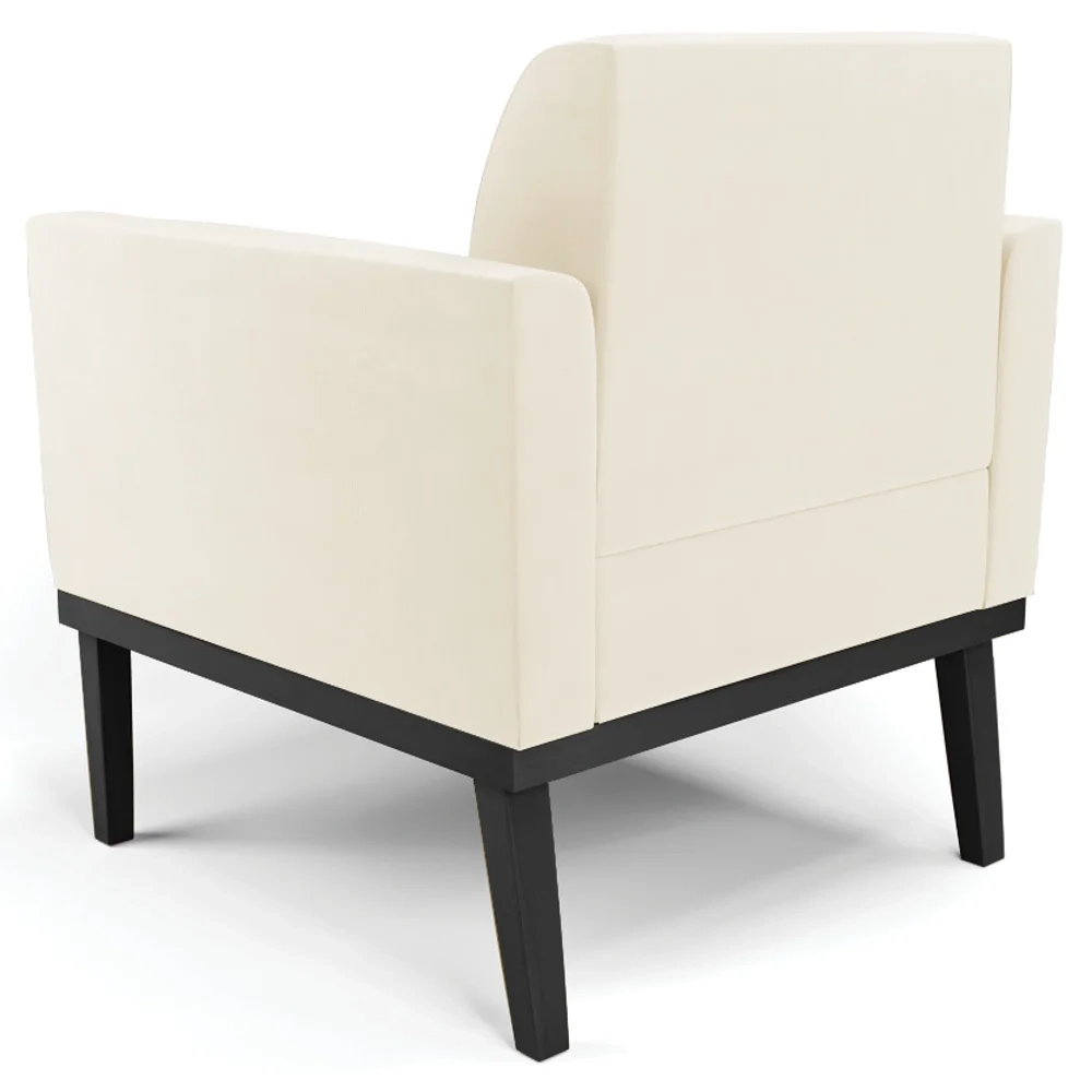 Sofá Namoradeira e 1 Poltrona Base Madeira Preto Maressa Veludo Bege - Ibiza