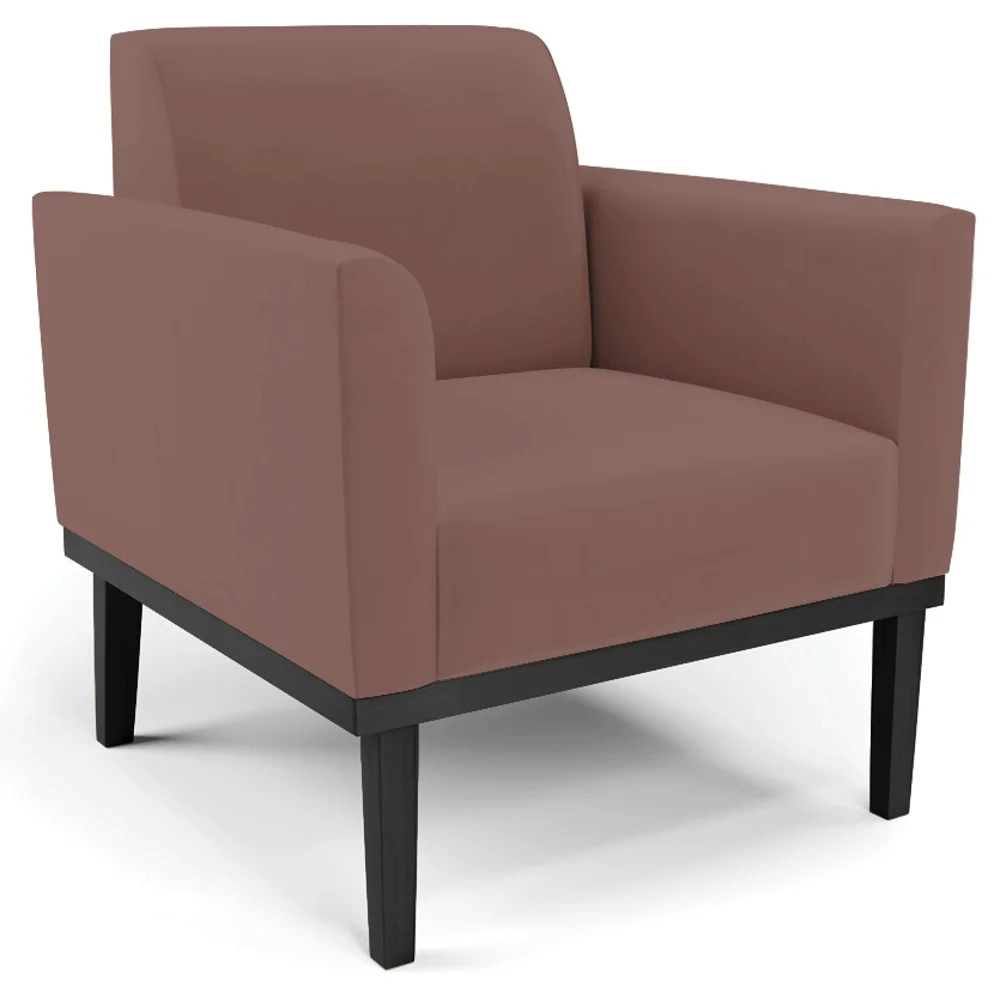 Sofá Namoradeira e 1 Poltrona Base Madeira Preto Maressa Veludo Rosê - Ibiza