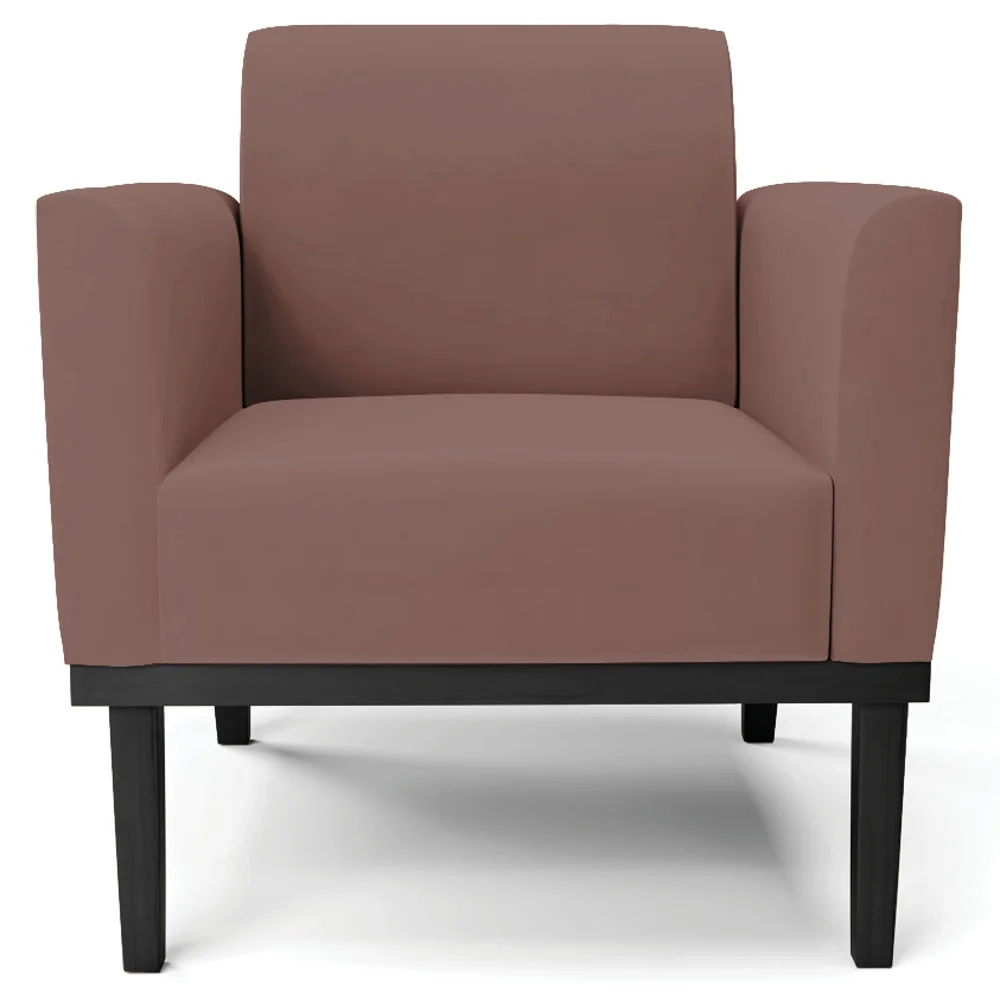 Sofá Namoradeira e 1 Poltrona Base Madeira Preto Maressa Veludo Rosê - Ibiza