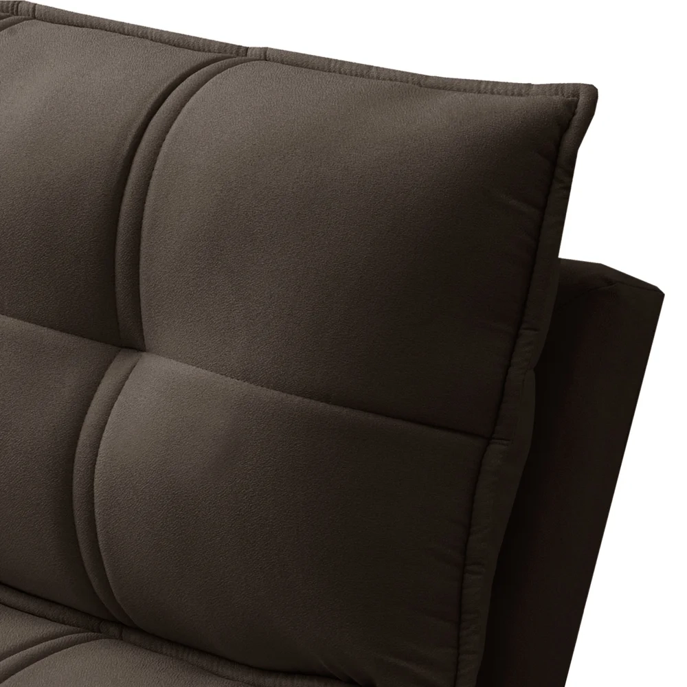 Sofá Retrátil 3 Lugares com Porta Copo 210cm Malta F05 Veludo Marrom Escuro - Mpozenato