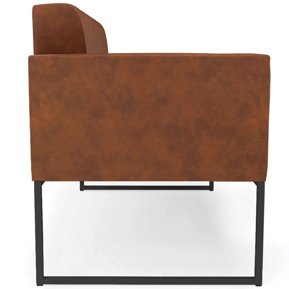 Sofá Namoradeira e 1 Poltrona Base Industrial Preto Ana Sintético PU Nozes - Ibiza