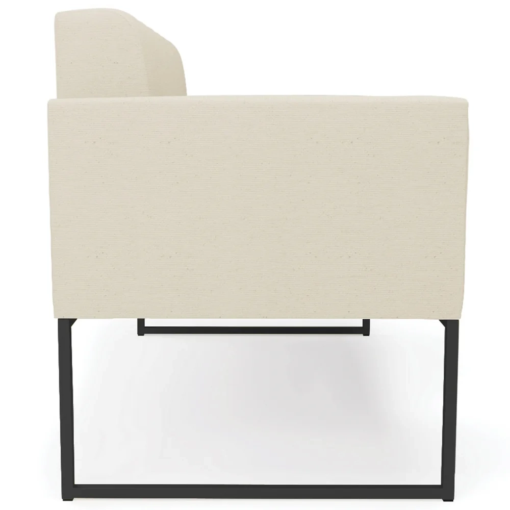 Sofá Namoradeira e 1 Poltrona Base Industrial Preto Ana Linho Bege - Ibiza