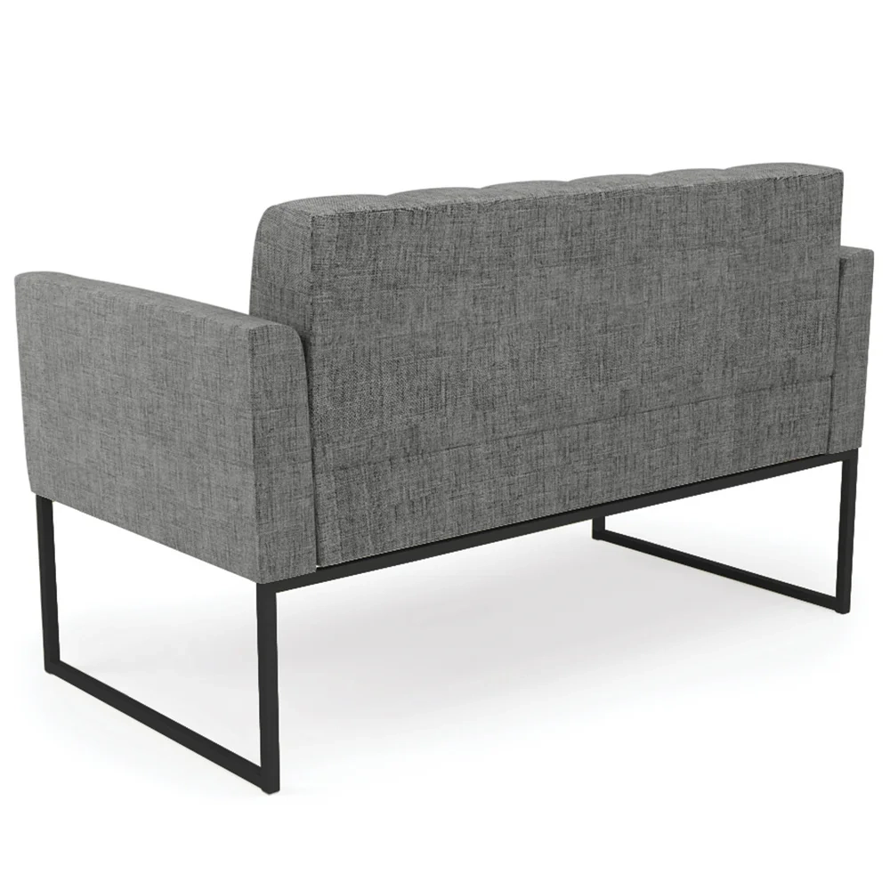 Sofá Namoradeira e 1 Poltrona Base Industrial Preto Ana Linho Grafite - Ibiza