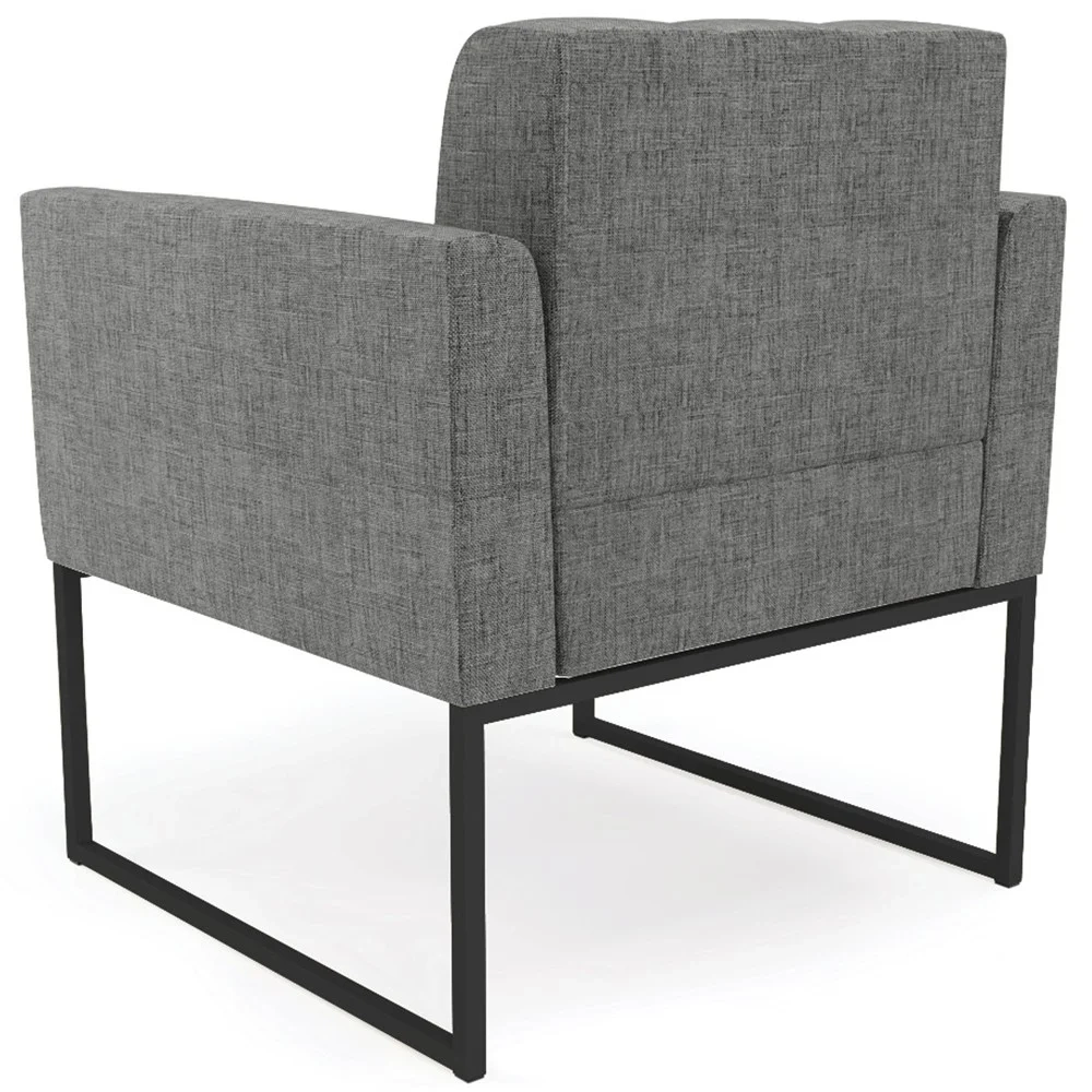 Sofá Namoradeira e 1 Poltrona Base Industrial Preto Ana Linho Grafite - Ibiza