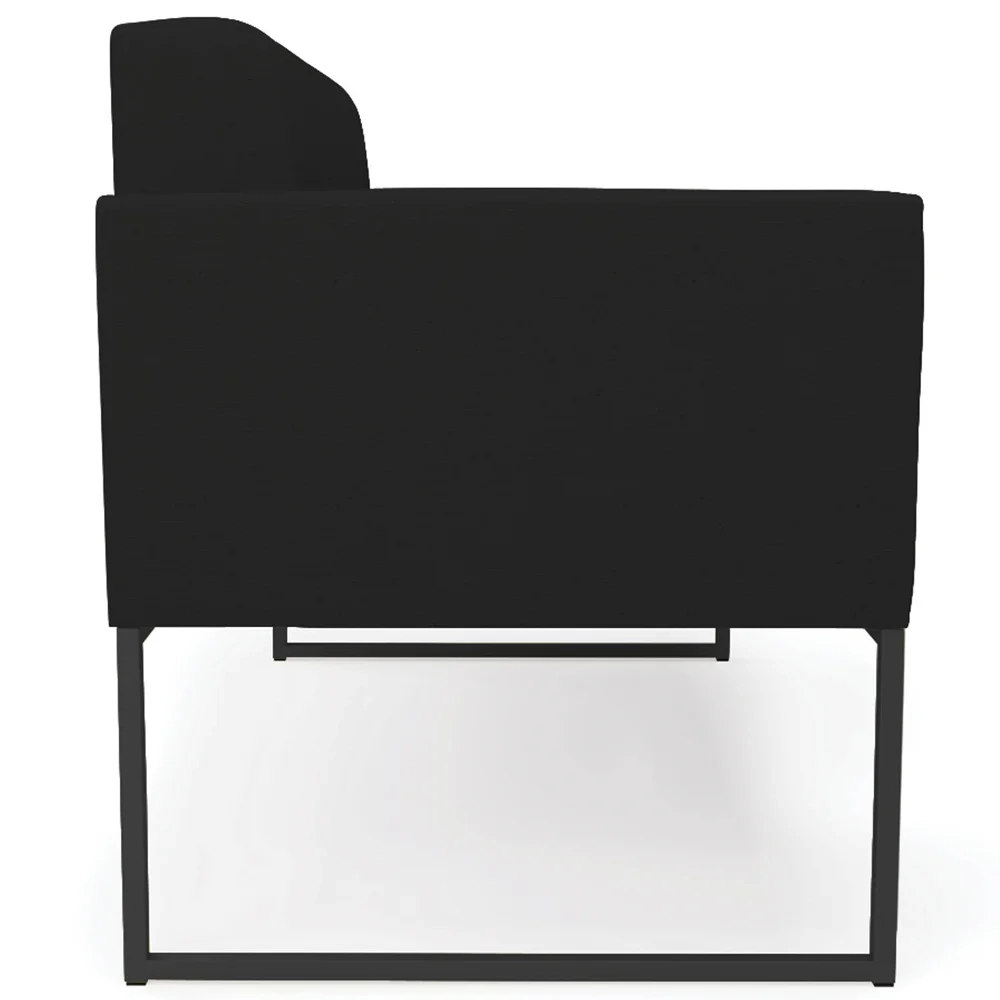 Sofá Namoradeira e 1 Poltrona Base Industrial Preto Ana Linho Preto - Ibiza