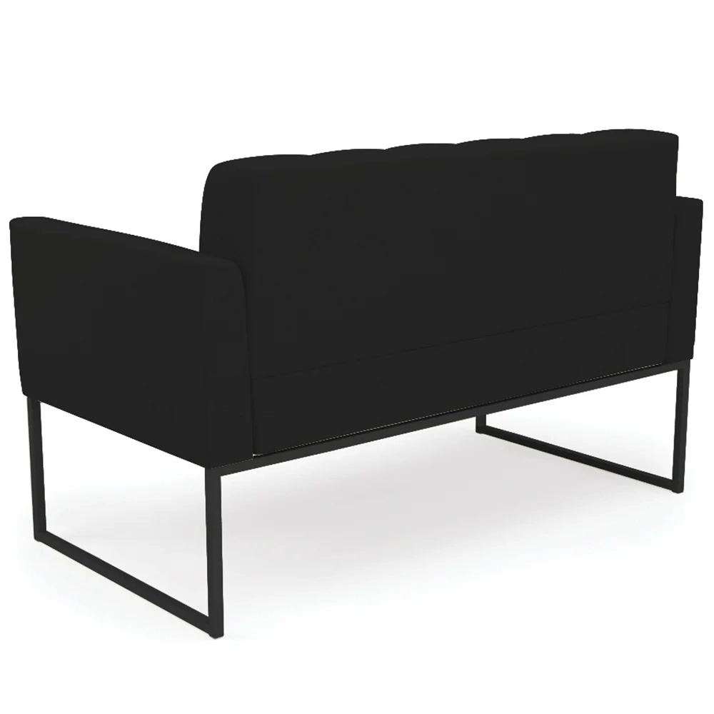 Sofá Namoradeira e 1 Poltrona Base Industrial Preto Ana Linho Preto - Ibiza