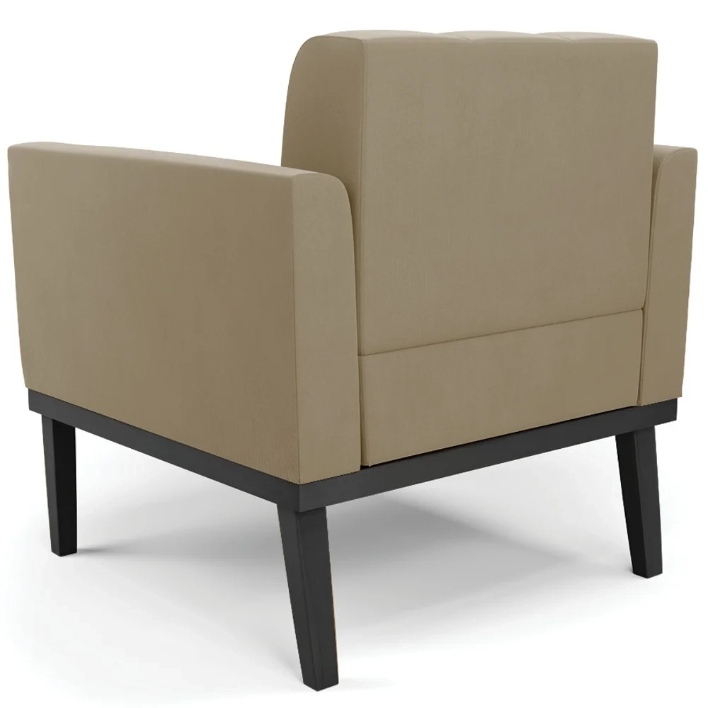 Sofá Namoradeira e 2 Poltronas Base Madeira Preto Ana Suede Marrom RT - Ibiza