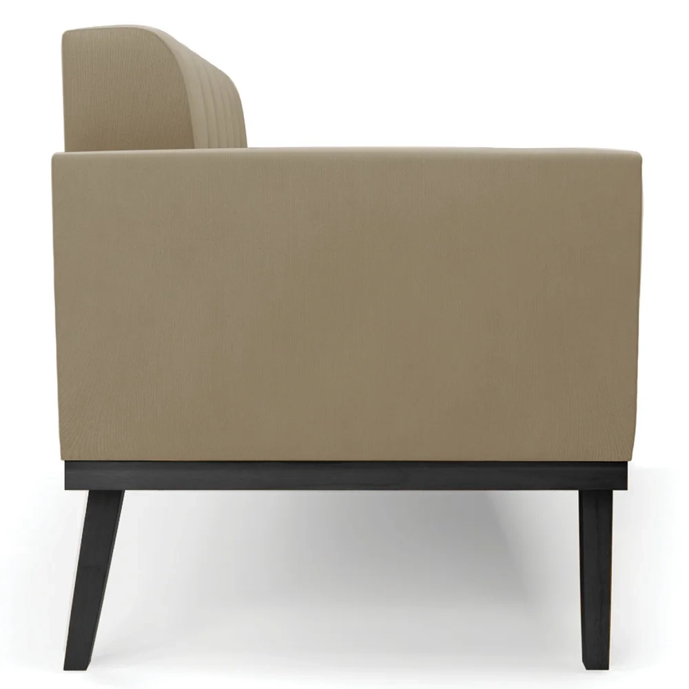 Sofá Namoradeira e 2 Poltronas Base Madeira Preto Ana Suede Marrom RT - Ibiza