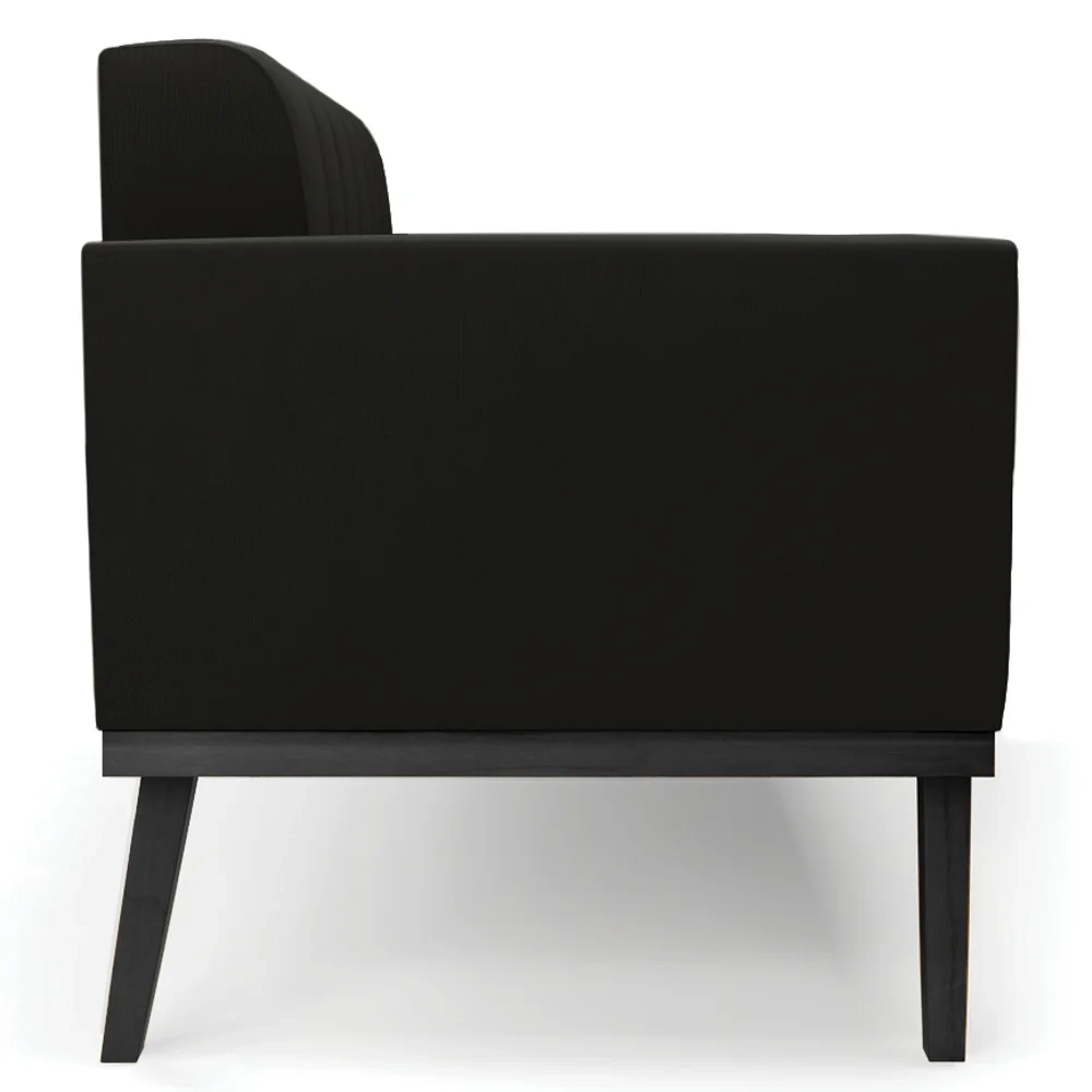 Sofá Namoradeira e 2 Poltronas Base Madeira Preto Ana Suede Preto - Ibiza