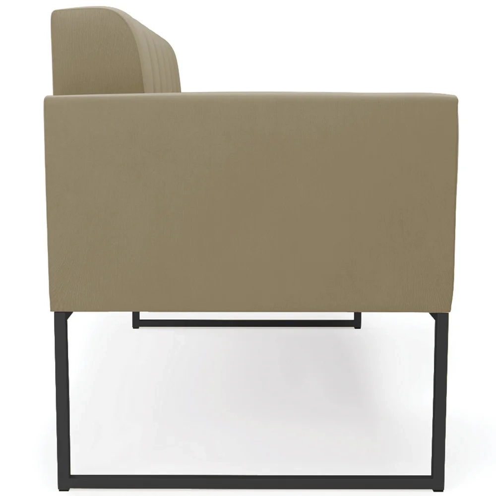 Sofá Namoradeira e 1 Poltrona Base Industrial Preto Ana Suede Marrom RT - Ibiza