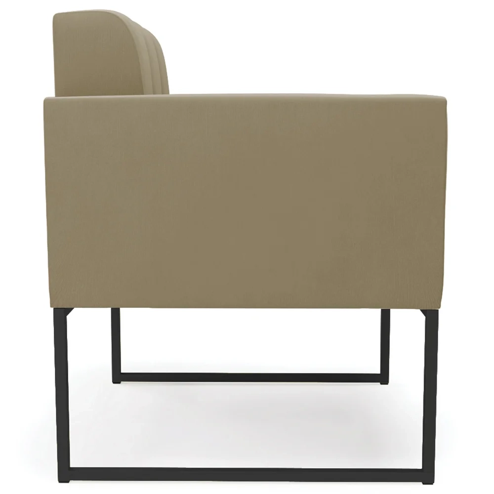 Sofá Namoradeira e 1 Poltrona Base Industrial Preto Ana Suede Marrom RT - Ibiza