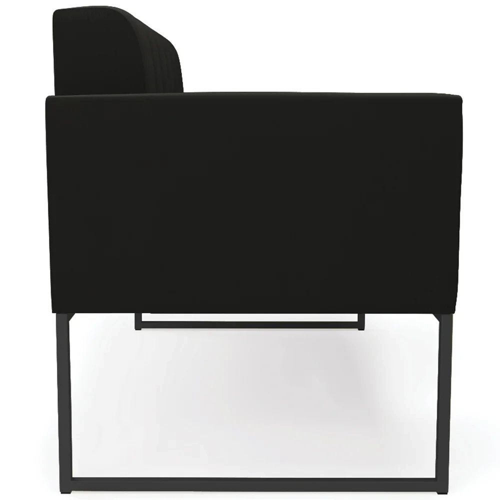 Sofá Namoradeira e 1 Poltrona Base Industrial Preto Ana Suede Preto - Ibiza