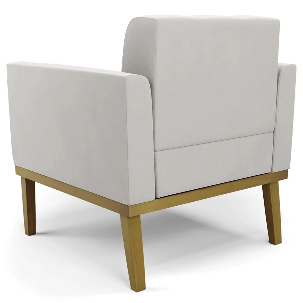 Sofá Namoradeira e 1 Poltrona Base Madeira Castanho Ana Veludo Cinza - Ibiza