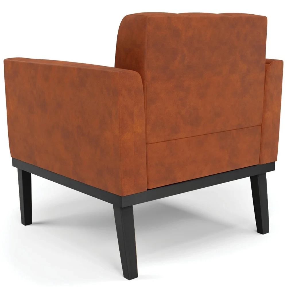 Sofá Namoradeira e 1 Poltrona Base Madeira Preto Ana Sintético PU Nozes - Ibiza