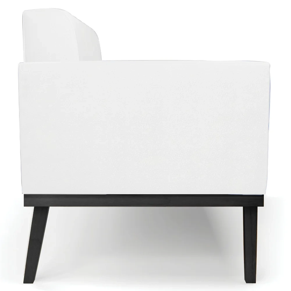 Sofá Namoradeira e 1 Poltrona Base Madeira Preto Ana Sintético Branco - Ibiza