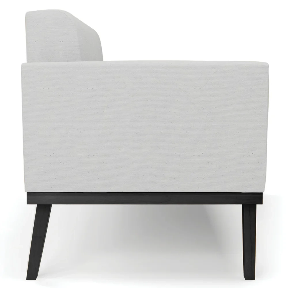 Sofá Namoradeira e 1 Poltrona Base Madeira Preto Ana Linho Cinza - Ibiza