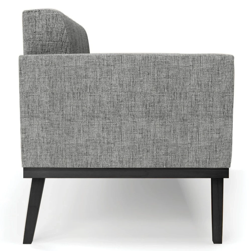 Sofá Namoradeira e 1 Poltrona Base Madeira Preto Ana Linho Grafite - Ibiza