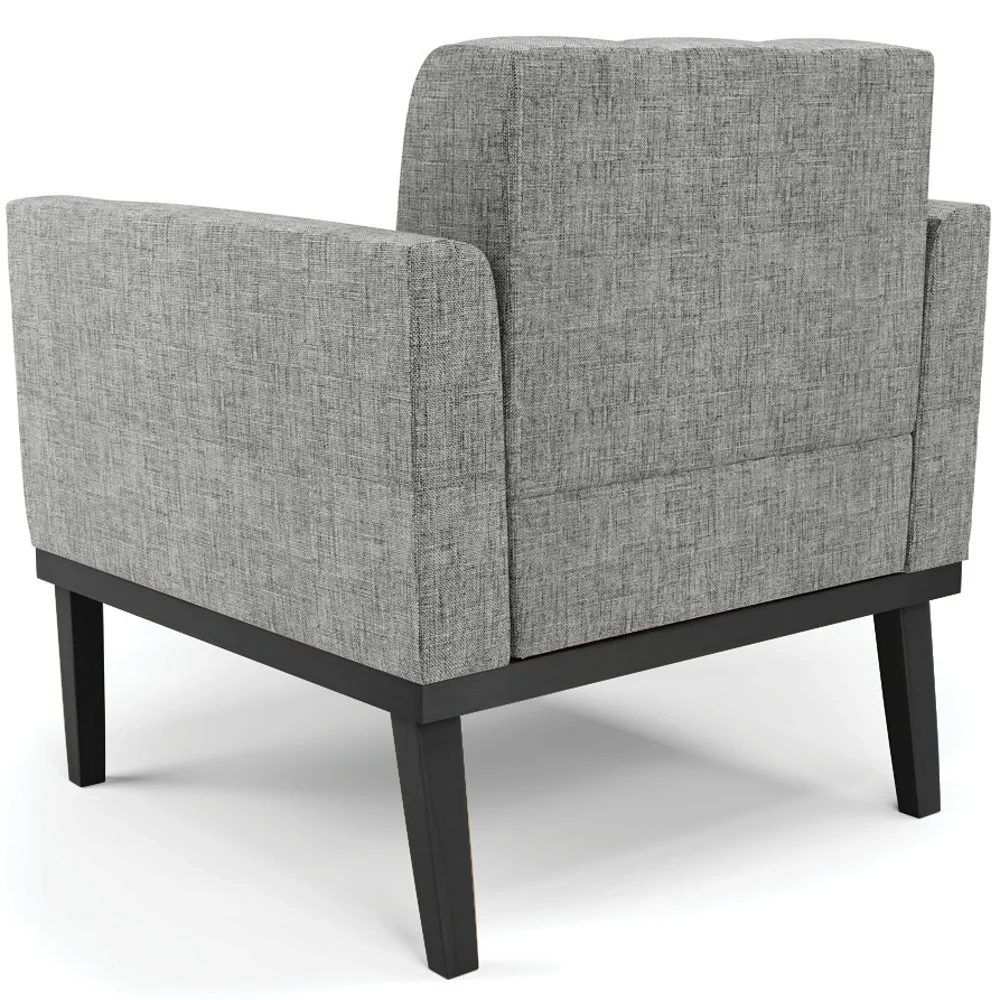 Sofá Namoradeira e 1 Poltrona Base Madeira Preto Ana Linho Grafite - Ibiza