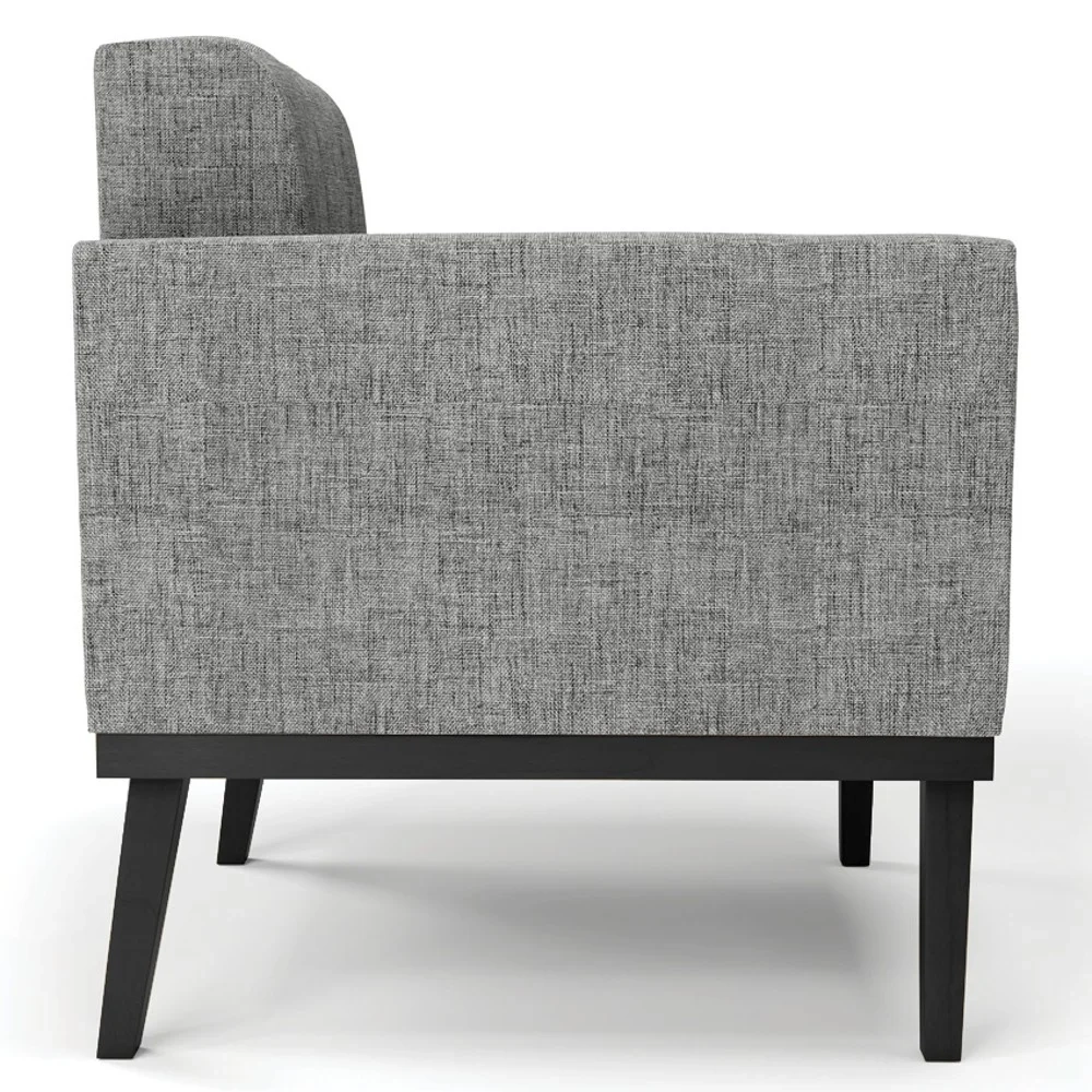 Sofá Namoradeira e 1 Poltrona Base Madeira Preto Ana Linho Grafite - Ibiza