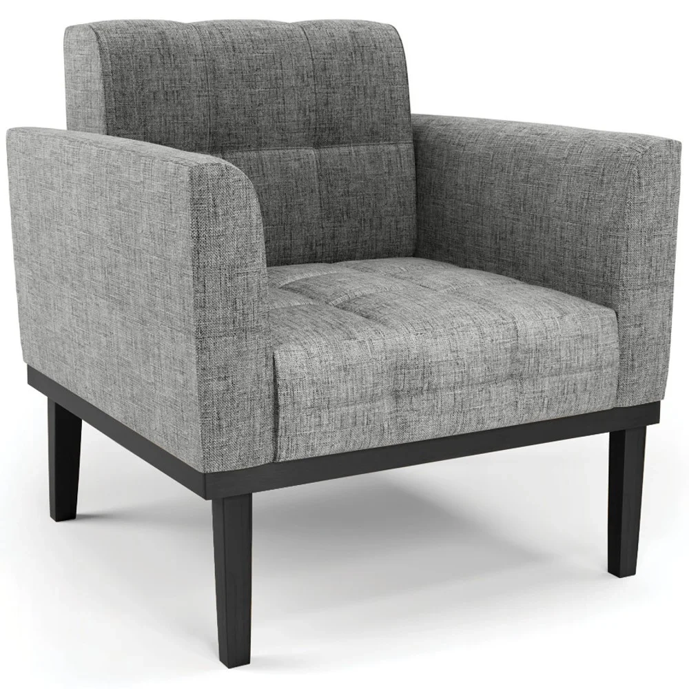 Sofá Namoradeira e 1 Poltrona Base Madeira Preto Ana Linho Grafite - Ibiza