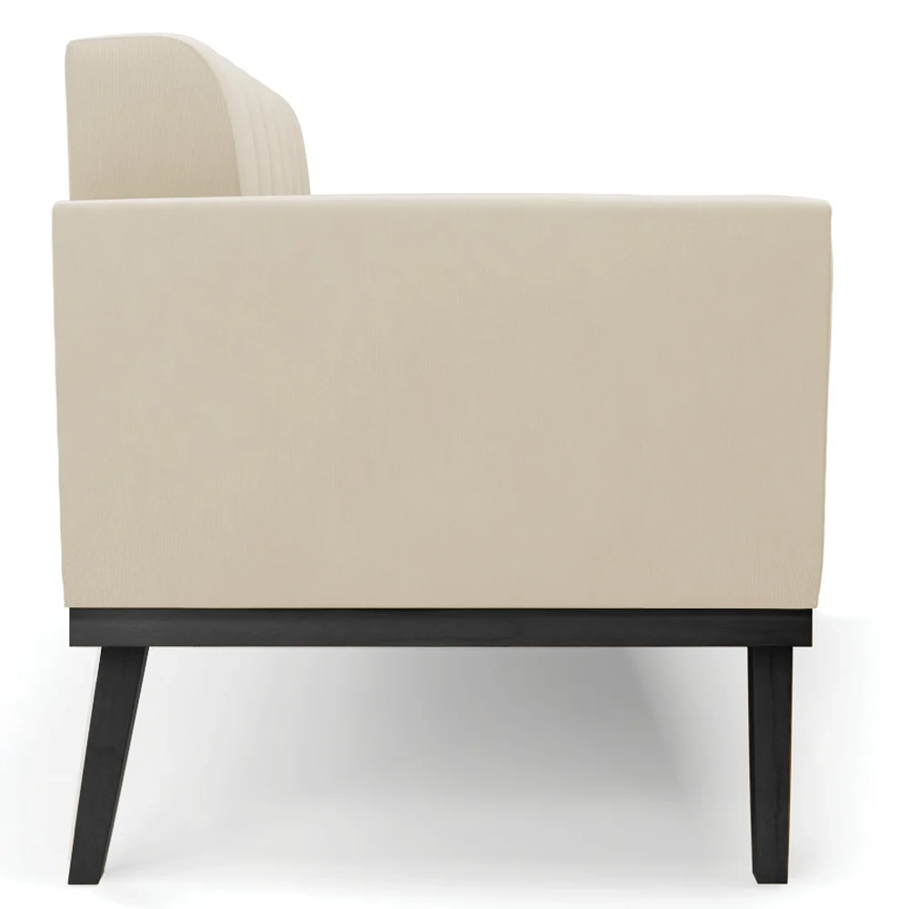 Sofá Namoradeira e 1 Poltrona Base Madeira Preto Ana Suede Bege - Ibiza