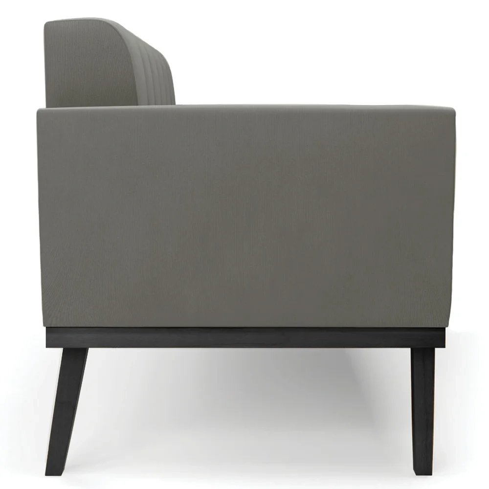 Sofá Namoradeira e 1 Poltrona Base Madeira Preto Ana Suede Grafite - Ibiza