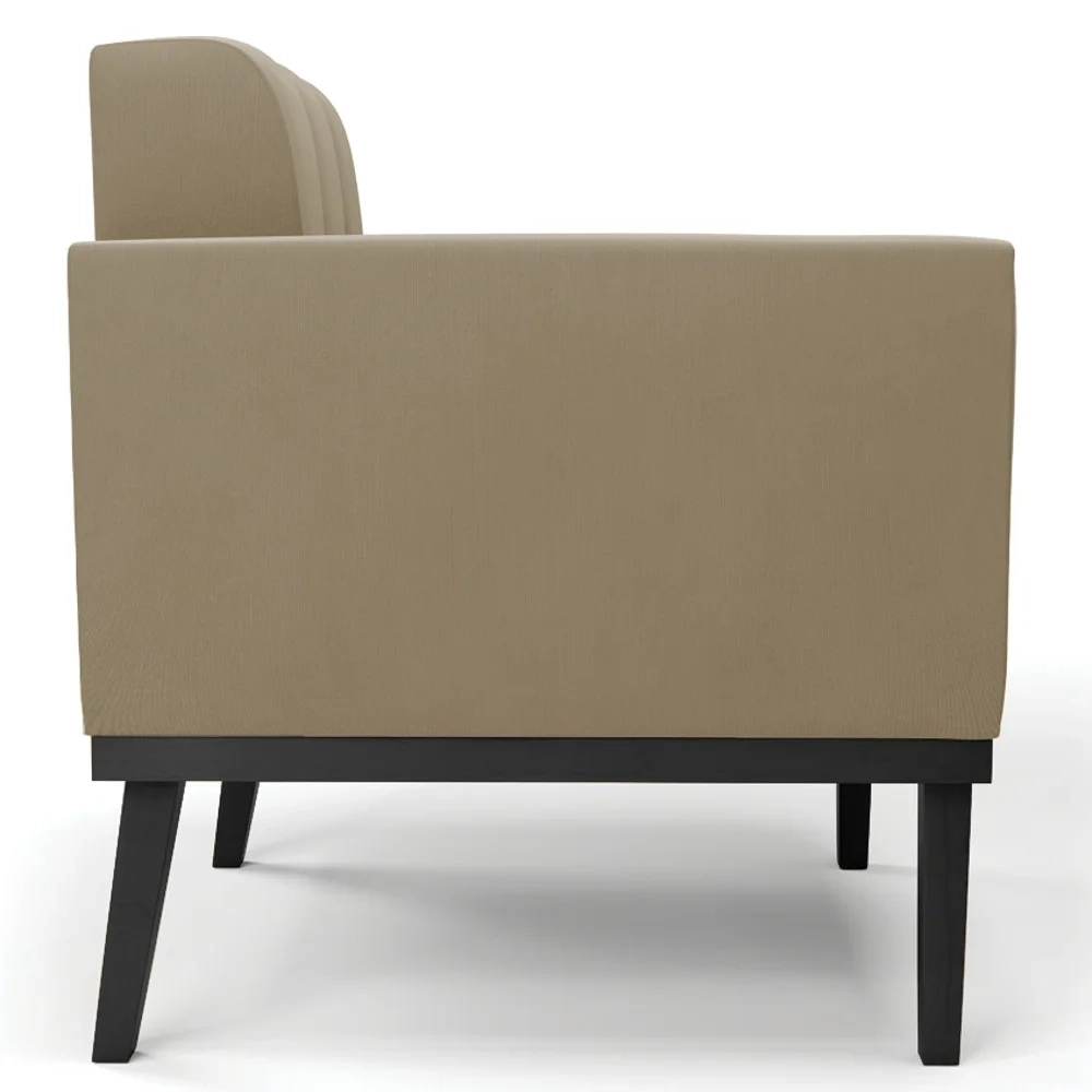 Sofá Namoradeira e 1 Poltrona Base Madeira Preto Ana Suede Marrom RT - Ibiza