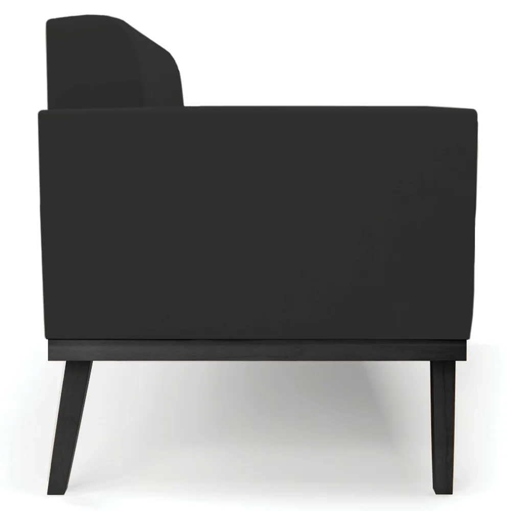 Sofá Namoradeira e 1 Poltrona Base Madeira Preto Ana Veludo Preto - Ibiza