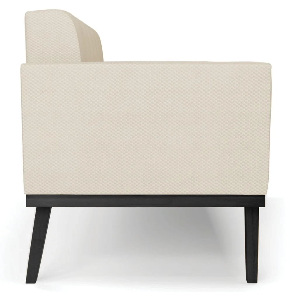 Sofá Namoradeira e 1 Poltrona Base Madeira Preto Ana Veludo Luxo Off White - Ibiza