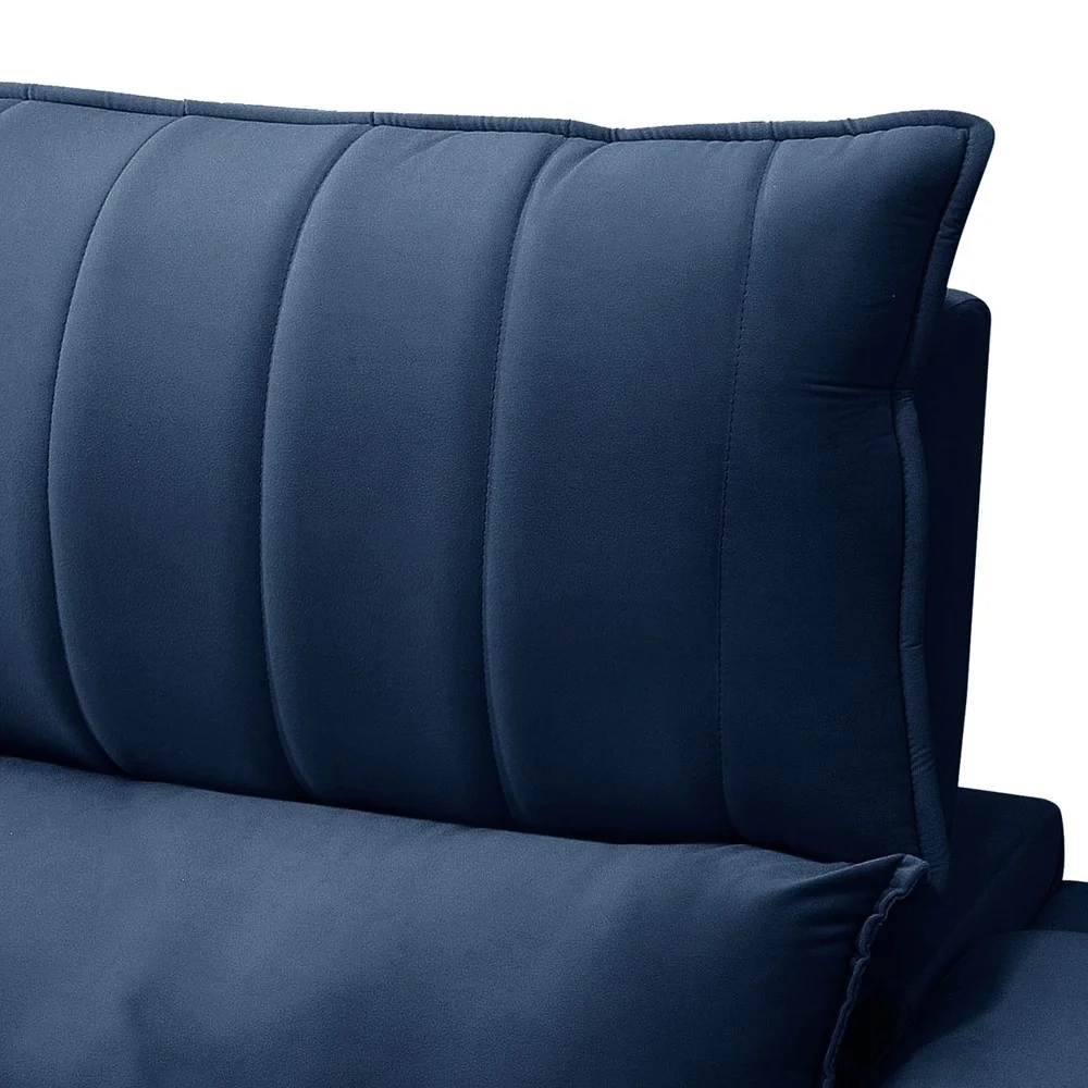 Sofá Retrátil 3 Lugares com Porta Copo 230cm Andes F05 Veludo Azul - Mpozenato