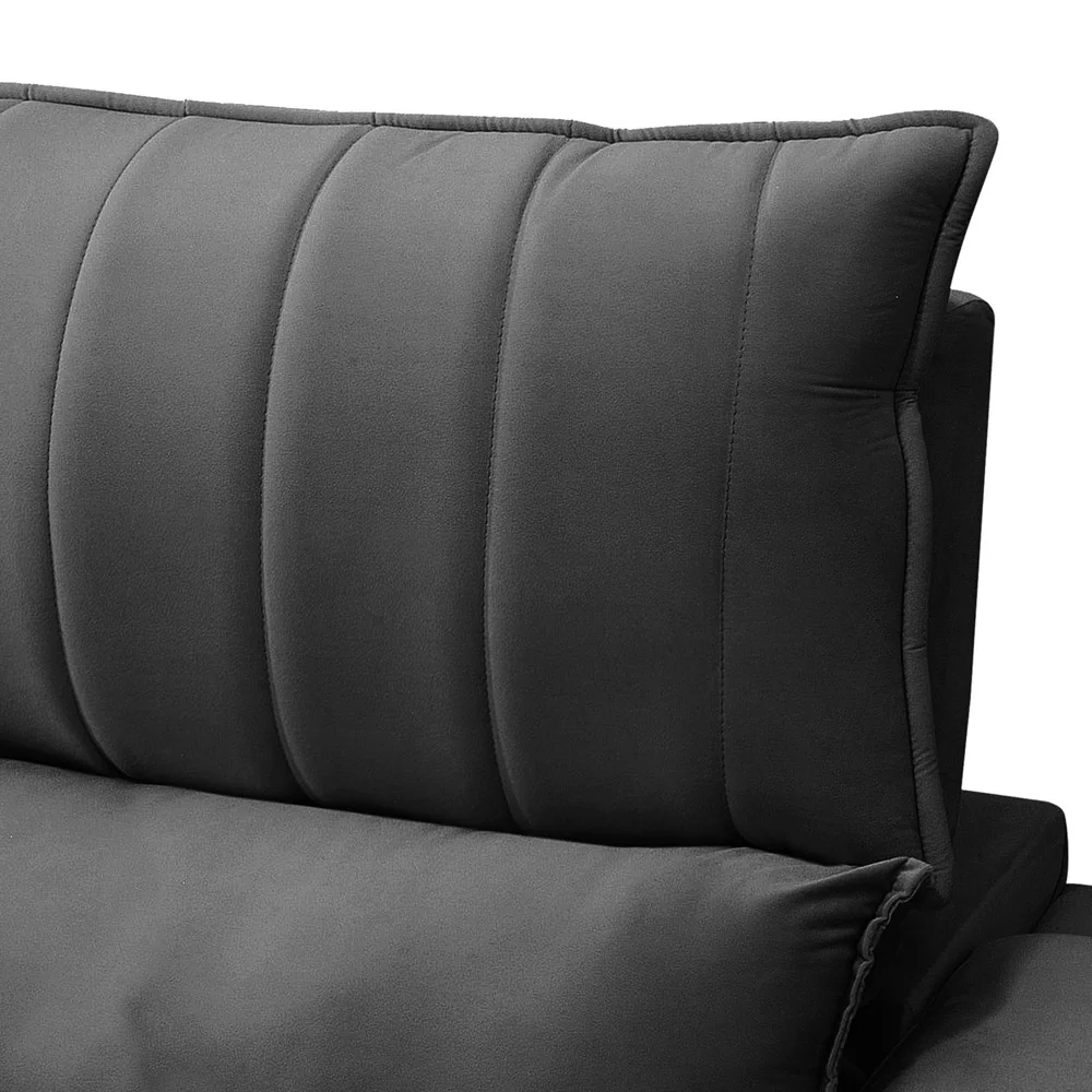 Sofá Retrátil 3 Lugares com Porta Copo 230cm Andes F05 Veludo Grafite - Mpozenato