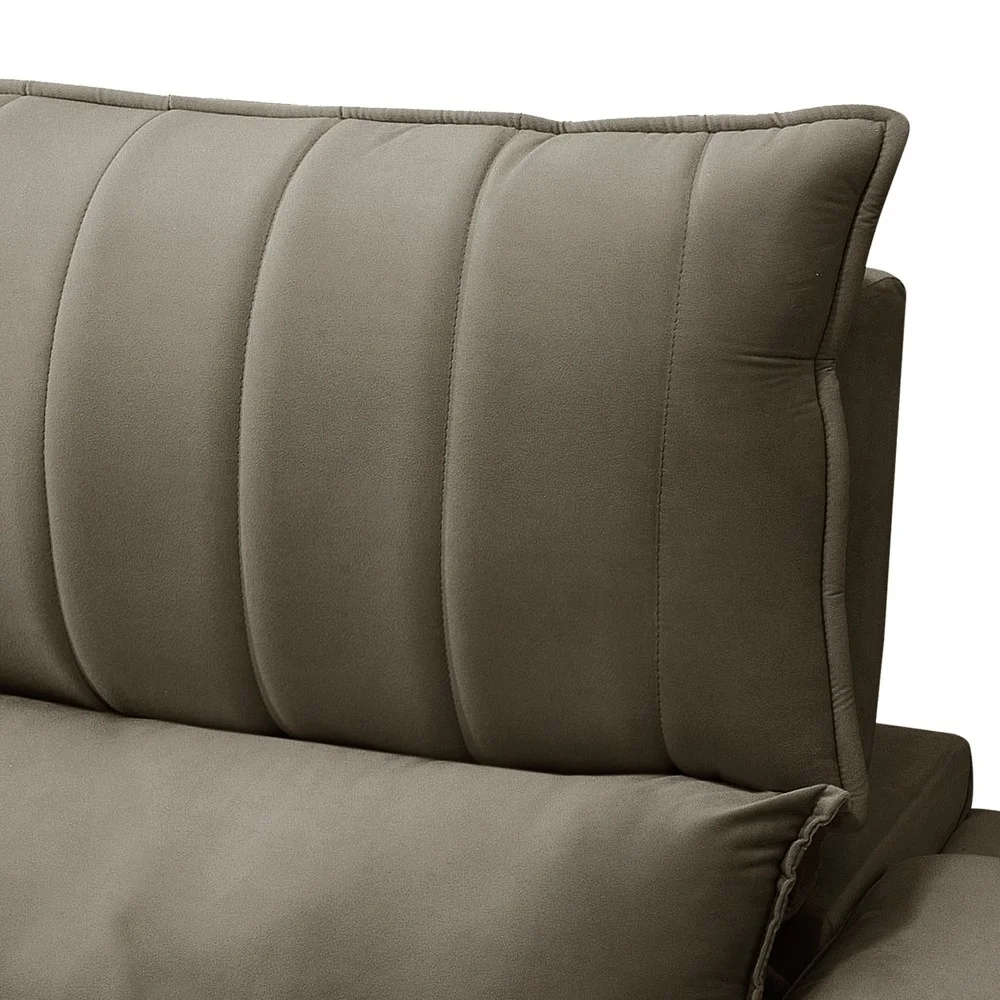 Sofá Retrátil 3 Lugares com Porta Copo 230cm Andes F05 Veludo Marrom - Mpozenato