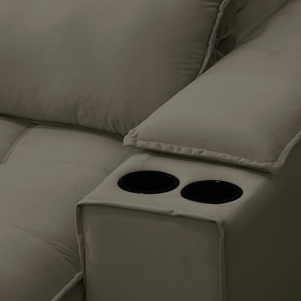 Sofá Retrátil 3 Lugares com Porta Copo 230cm Andes F05 Veludo Marrom - Mpozenato