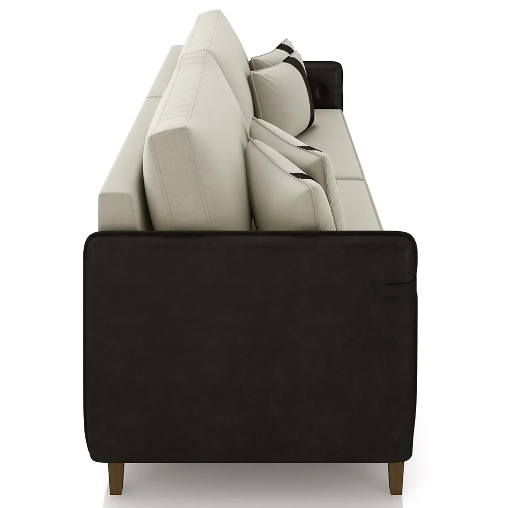 Sofá 2 Lugares Living 172cm Zoe Z08 Veludo Bege/Preto - Mpozenato