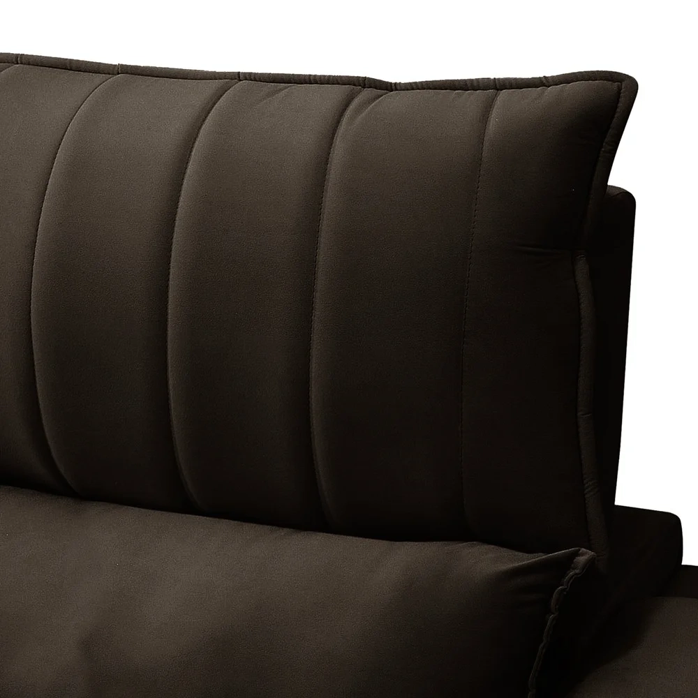 Sofá Retrátil 3 Lugares com Porta Copo 230cm Andes F05 Veludo Marrom Escuro - Mpozenato