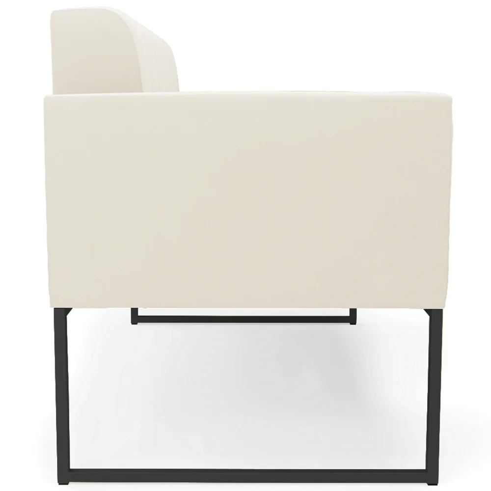 Sofá Namoradeira e 1 Poltrona Base Industrial Preto Ana Veludo Bege - Ibiza