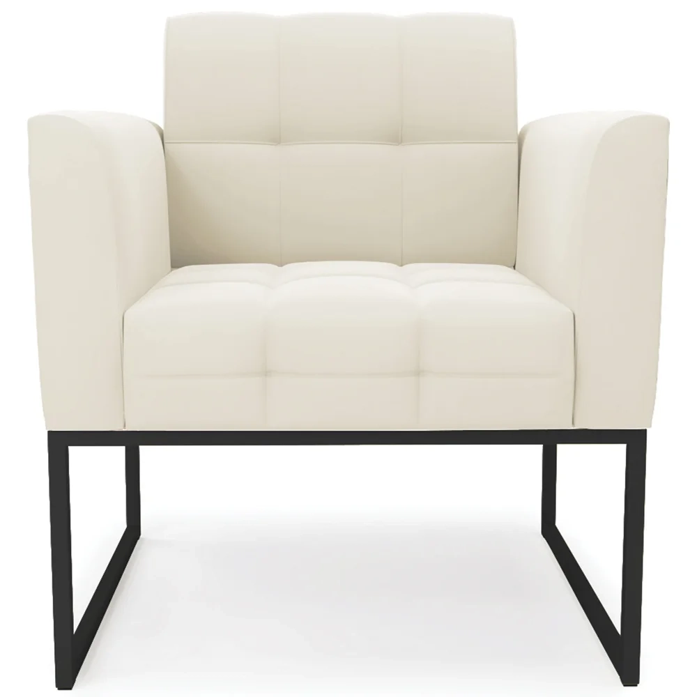 Sofá Namoradeira e 1 Poltrona Base Industrial Preto Ana Veludo Bege - Ibiza