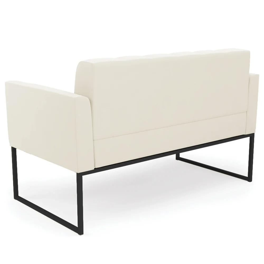 Sofá Namoradeira e 1 Poltrona Base Industrial Preto Ana Veludo Bege - Ibiza