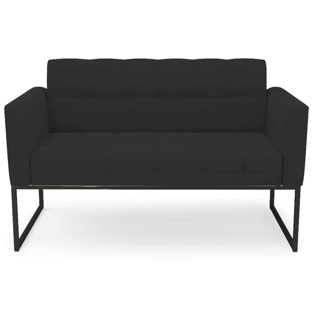 Sofá Namoradeira e 1 Poltrona Base Industrial Preto Ana Veludo Preto - Ibiza