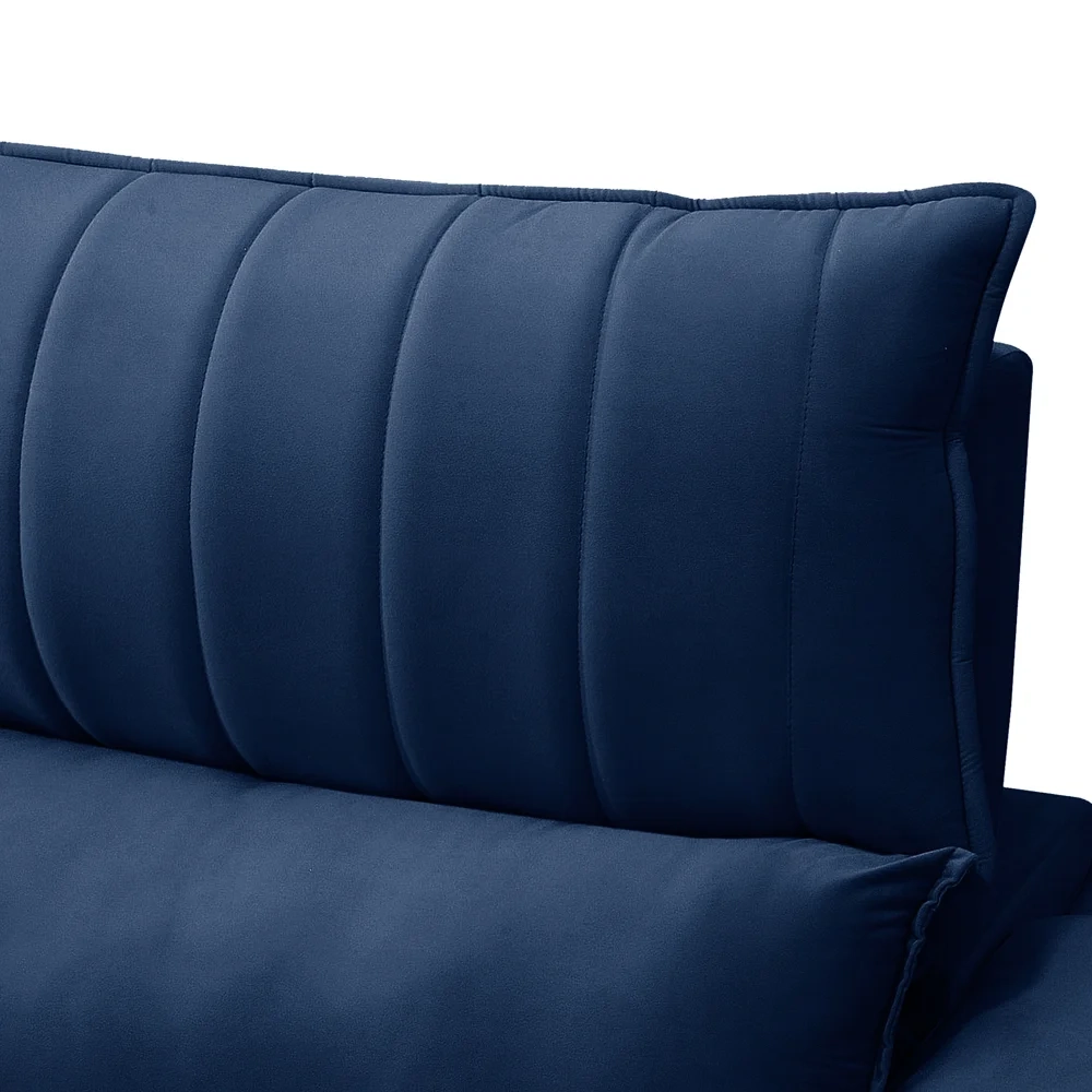Sofá Retrátil 3 Lugares com Porta Copo 250cm Andes F05 Veludo Azul - Mpozenato