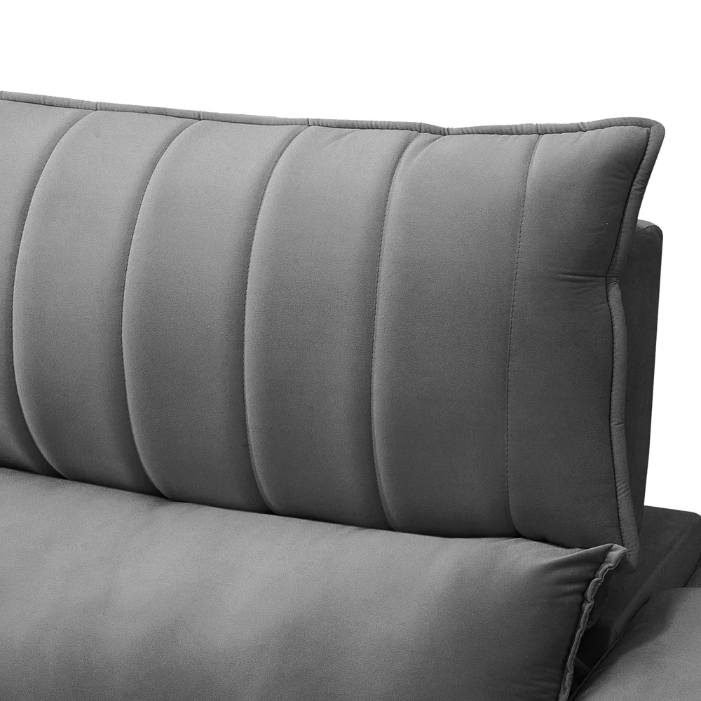 Sofá Retrátil 3 Lugares com Porta Copo 250cm Andes F05 Veludo Cinza - Mpozenato
