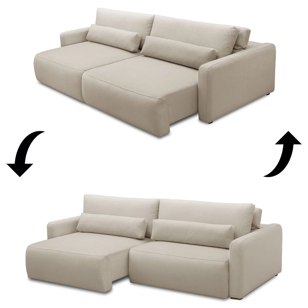 Sofá Retrátil Reclinável 240cm Sinna F05 Linho Bege - Mpozenato