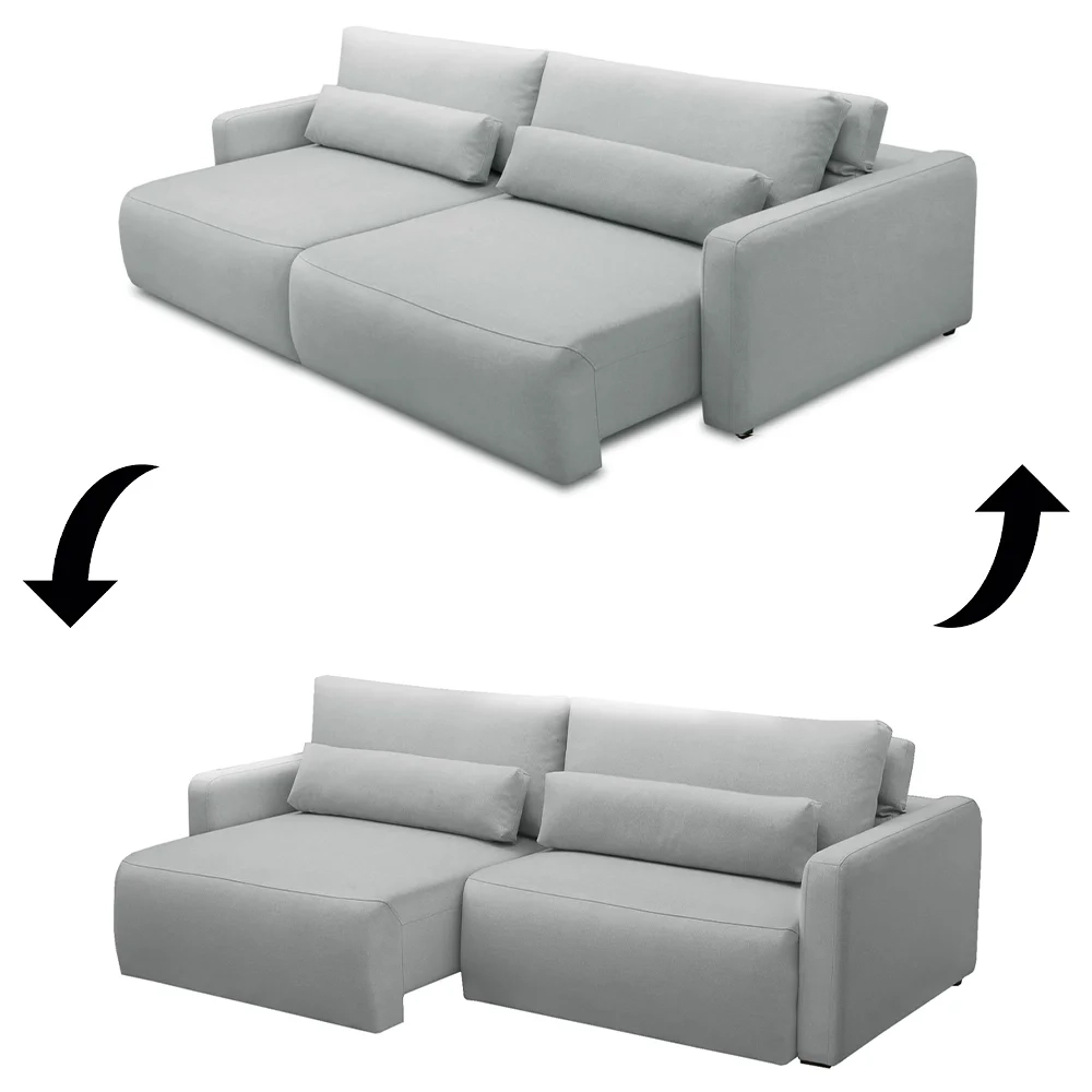 Sofá Retrátil Reclinável 240cm Sinna F05 Linho Cinza Claro - Mpozenato