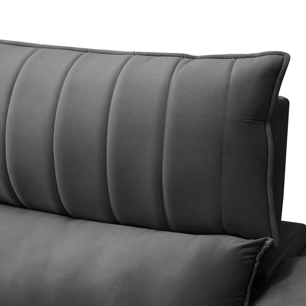 Sofá Retrátil 3 Lugares com Porta Copo 250cm Andes F05 Veludo Grafite - Mpozenato