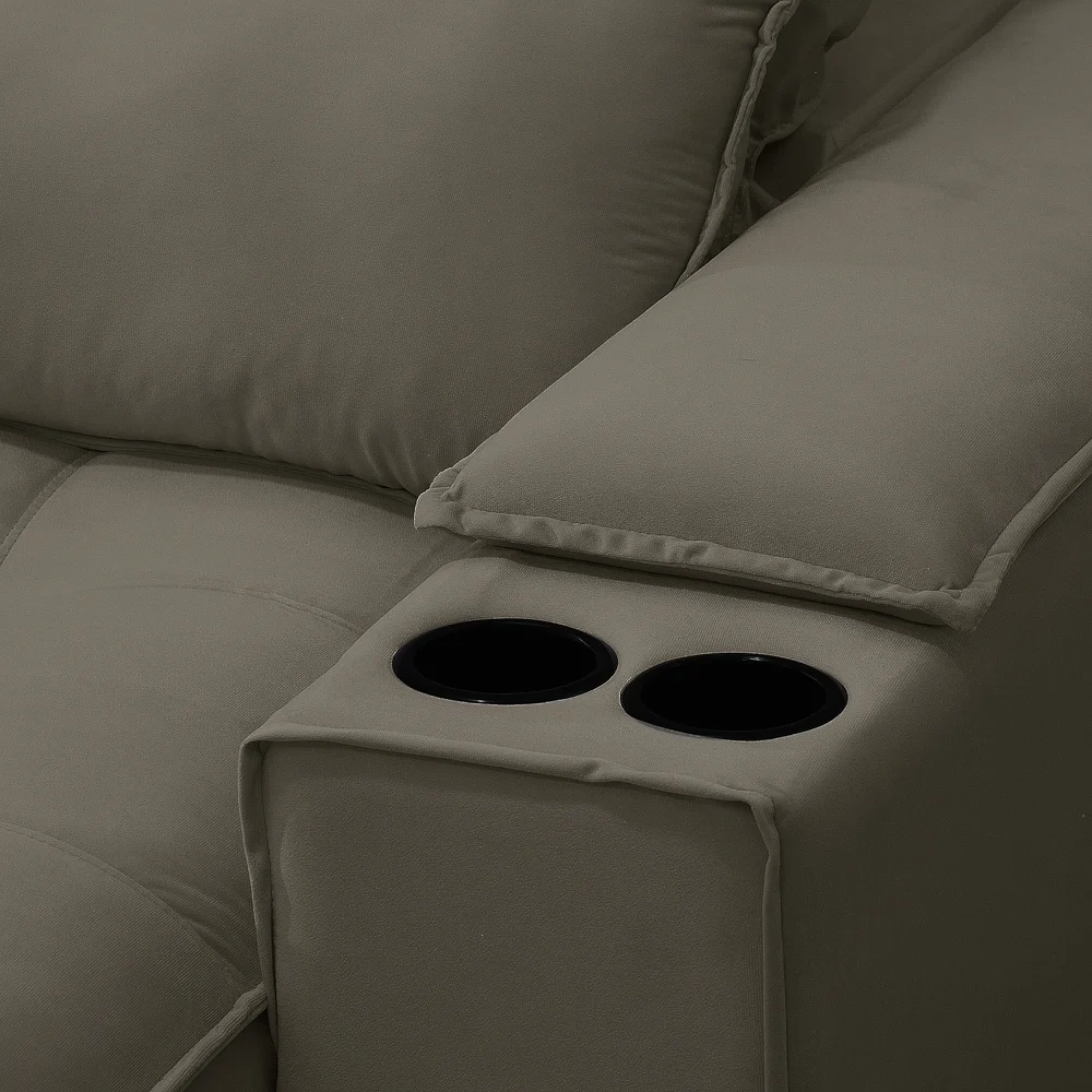 Sofá Retrátil 3 Lugares com Porta Copo 250cm Andes F05 Veludo Marrom - Mpozenato