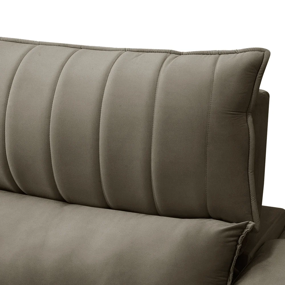 Sofá Retrátil 3 Lugares com Porta Copo 250cm Andes F05 Veludo Marrom - Mpozenato