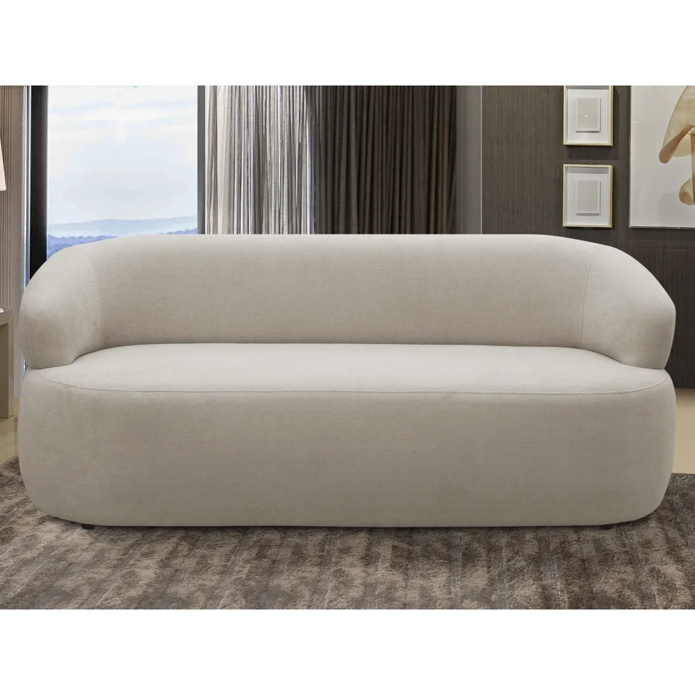 Sofá 2 Lugares Living Orgânico Sala de Estar 140cm Conka F05 Boucle Bege - Mpozenato