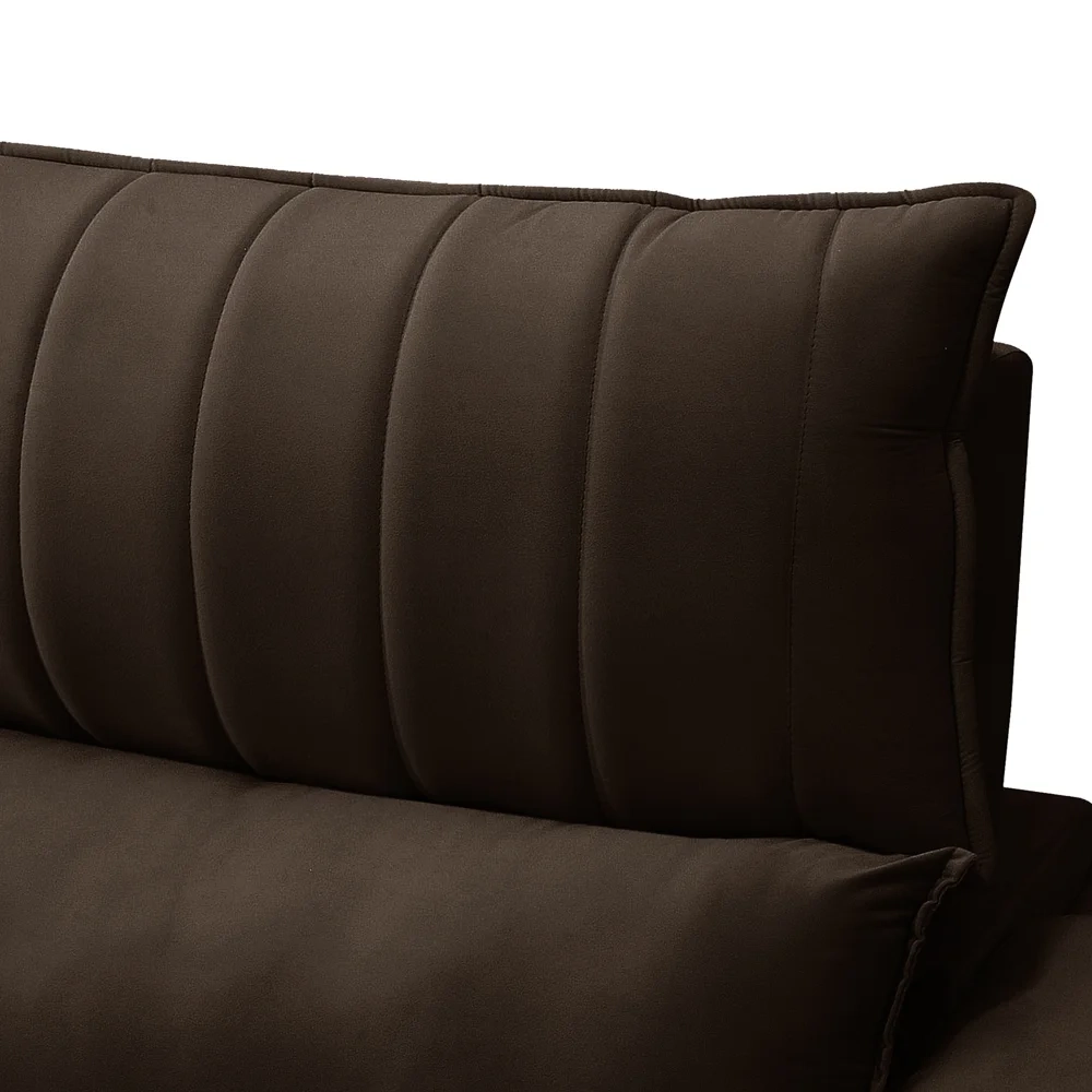 Sofá Retrátil 3 Lugares com Porta Copo 250cm Andes F05 Veludo Marrom Escuro - Mpozenato
