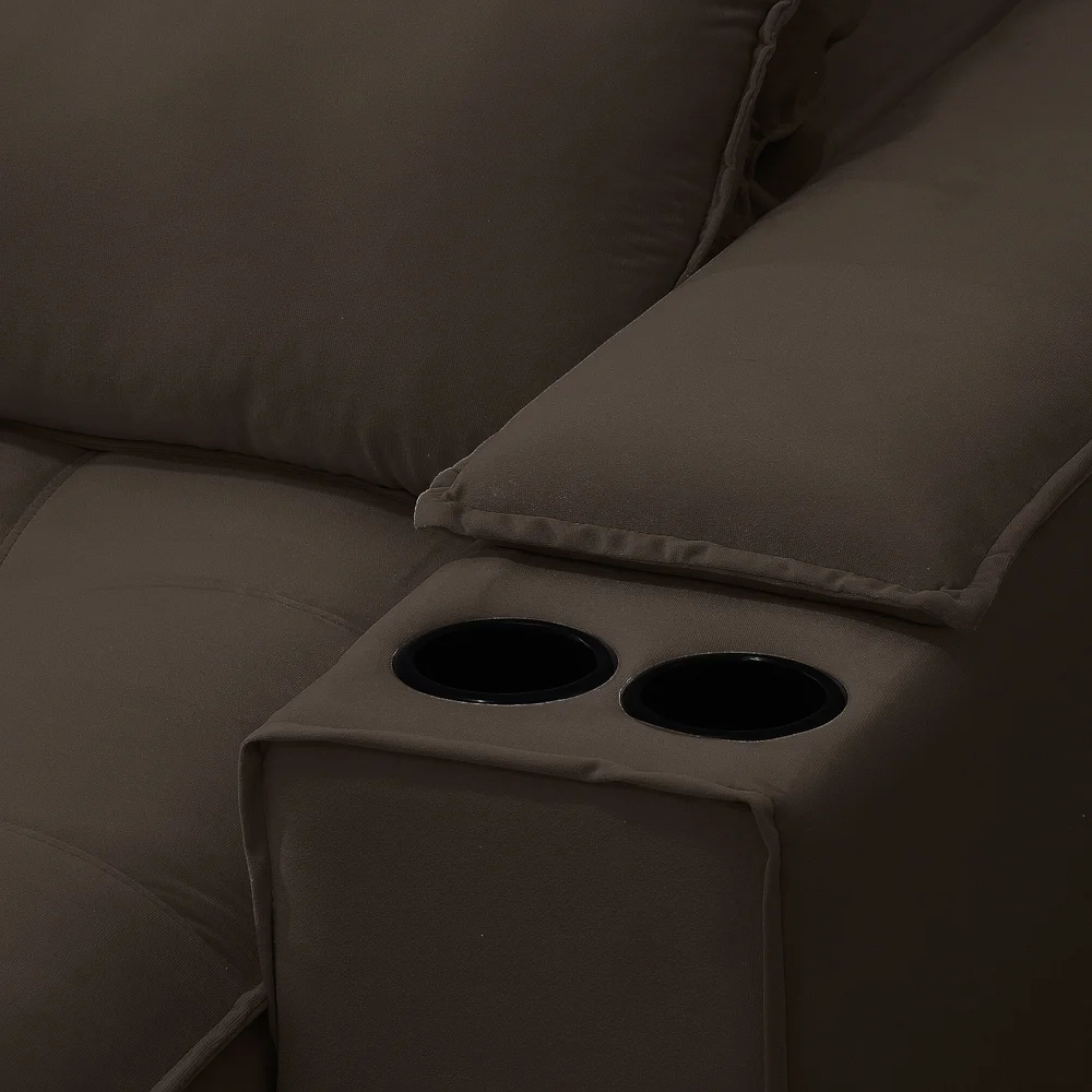 Sofá Retrátil 3 Lugares com Porta Copo 250cm Andes F05 Veludo Marrom Escuro - Mpozenato